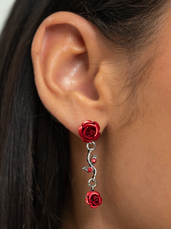 Jewelry - NWT Red/Silver Led by the ROSE Post Earrings